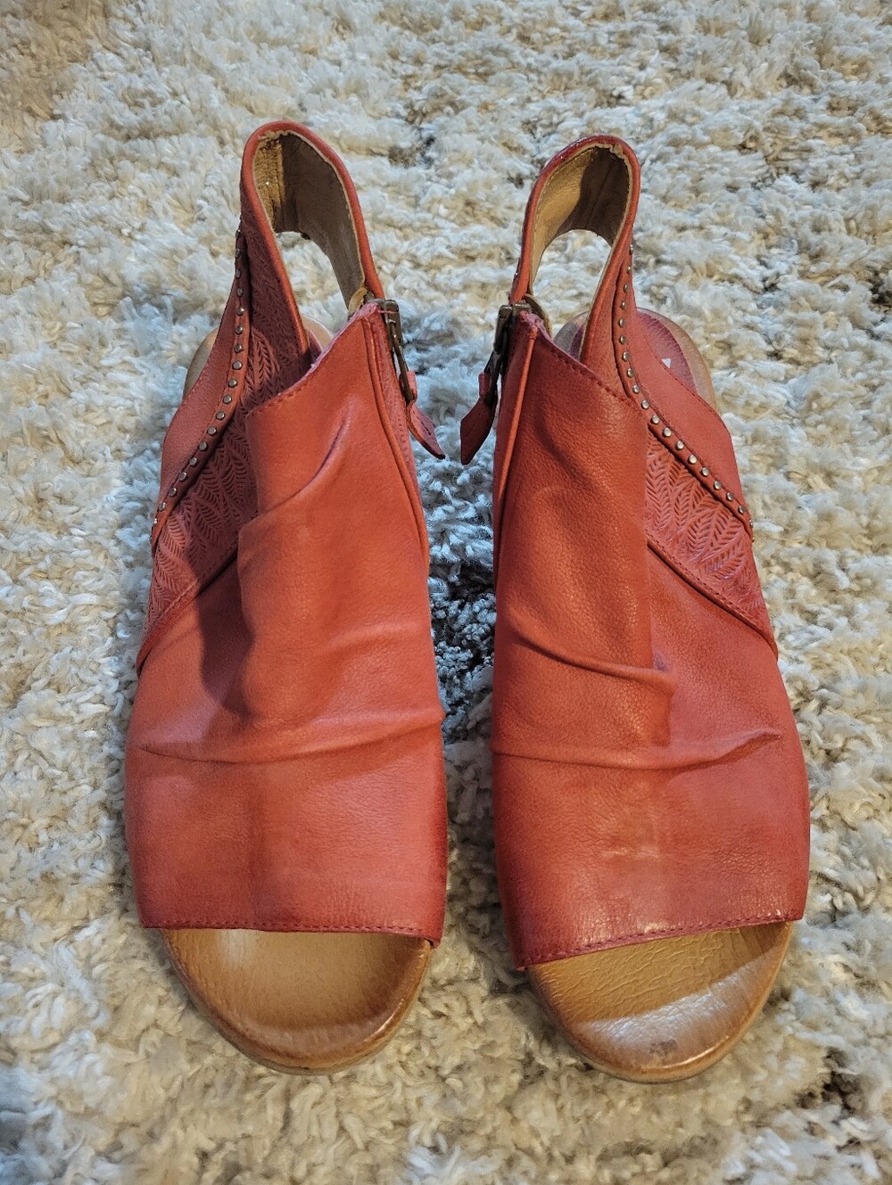 Miz Mooz Open-Toe Slingback Sandals in Rust Red